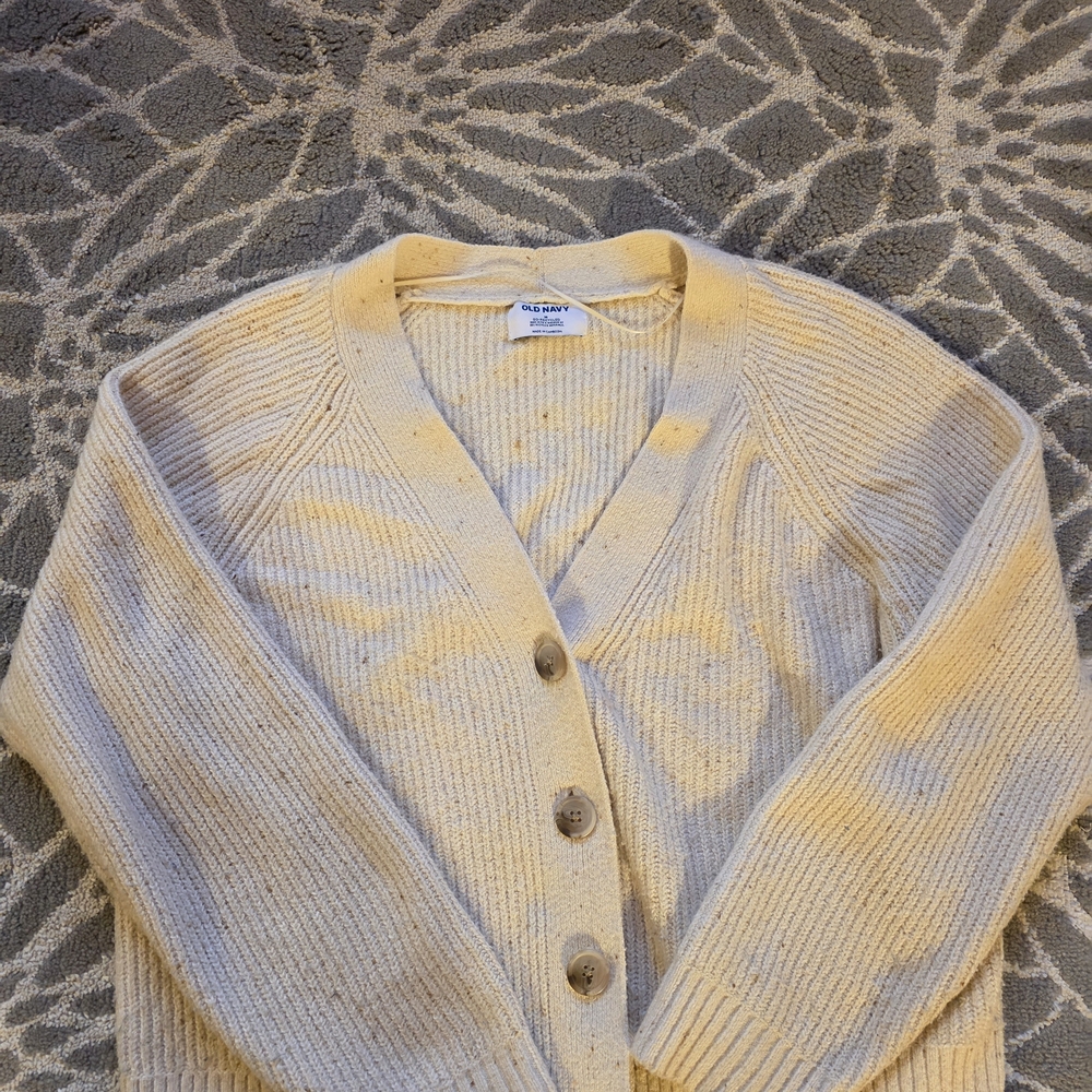 Old Navy Women's Cream Cardigan Sweater